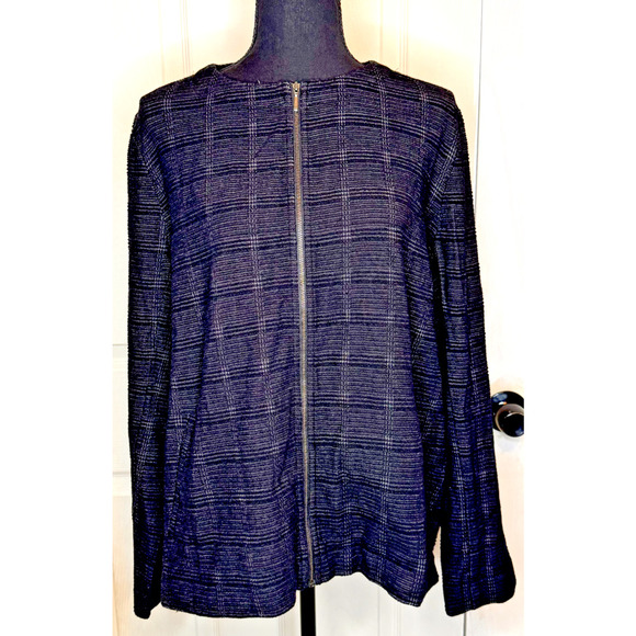 NWT J JILL Wearever Collection Women's Sz L Black Zipper Cardigan Jacket SKU0192 - Picture 1 of 7
